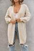 Open Front Cable Sleeve Long Cardigan